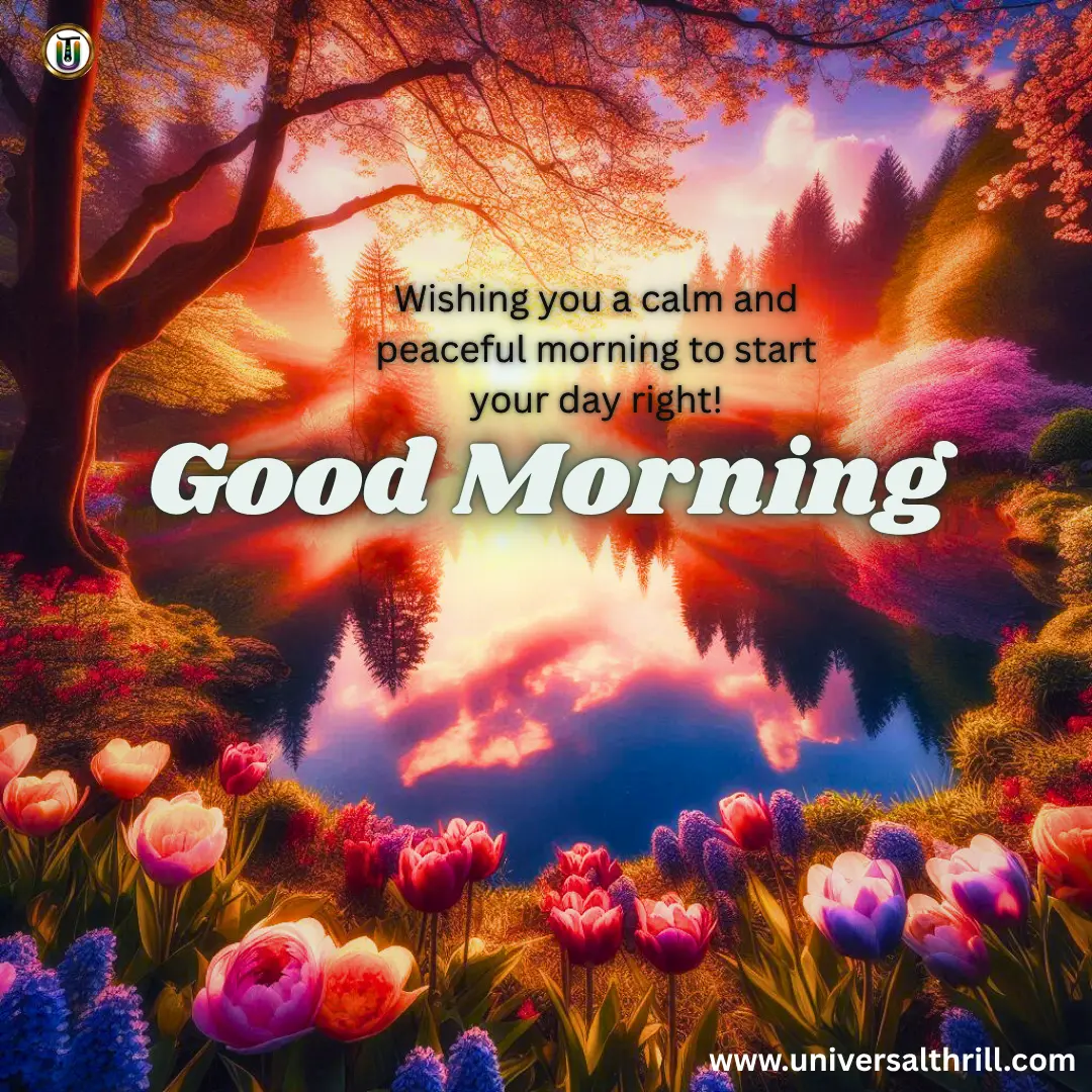 Serene Sunrise over Lake and Flowers | Universal Thrill