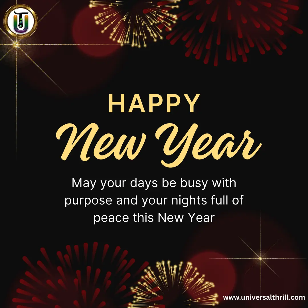 May your days be busy with purpose and your nights full of peace this New Year.Best happy new year wishes for 2026 at Universal Thrill. Click to download more....