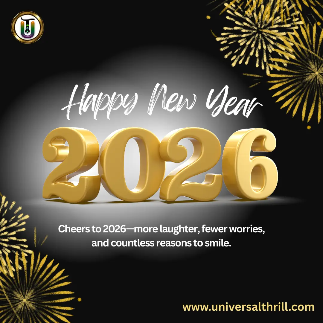 heers to 2026—more laughter, fewer worries, and countless reasons to smile.Best happy new year wishes for 2026 at Universal Thrill. Click to download more....