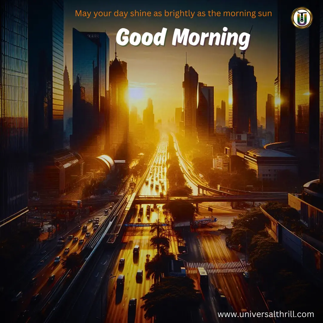 May your day shine as brightly as the morning sun. Best good morning wish for best status for whatsapp, facebook, instagram, x, twitter, etc. at universal thrill.