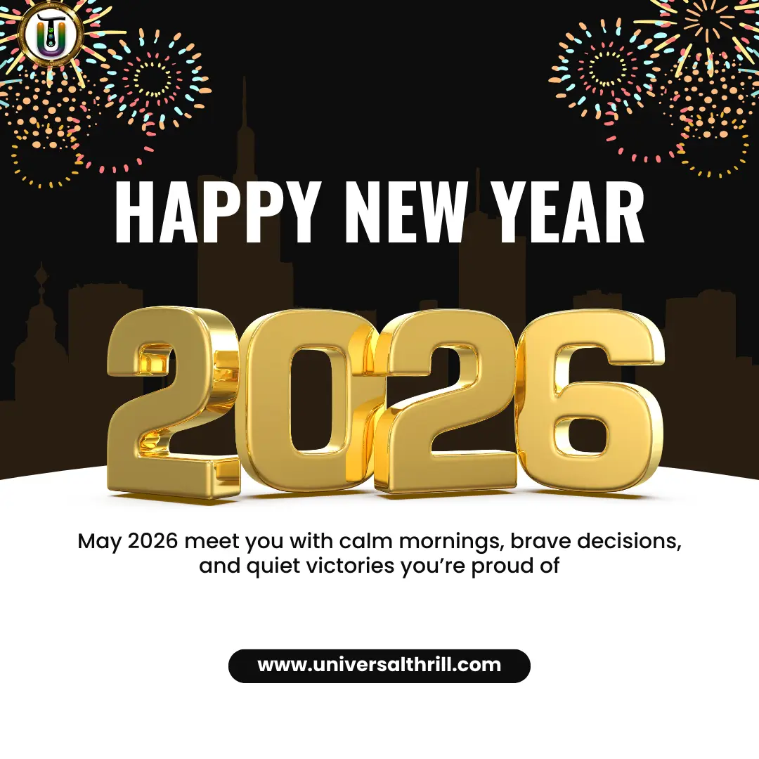 May 2026 meet you with calm mornings, brave decisions, and quiet victories you’re proud of. Best happy new year wishes for 2026 at Universal Thrill. Click to download more....