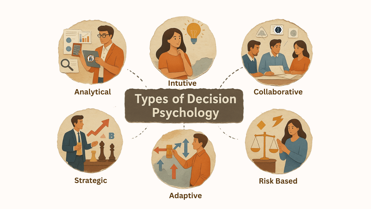 Illustration of different types of decision psychology. Universal Thrill . Mind Codex
