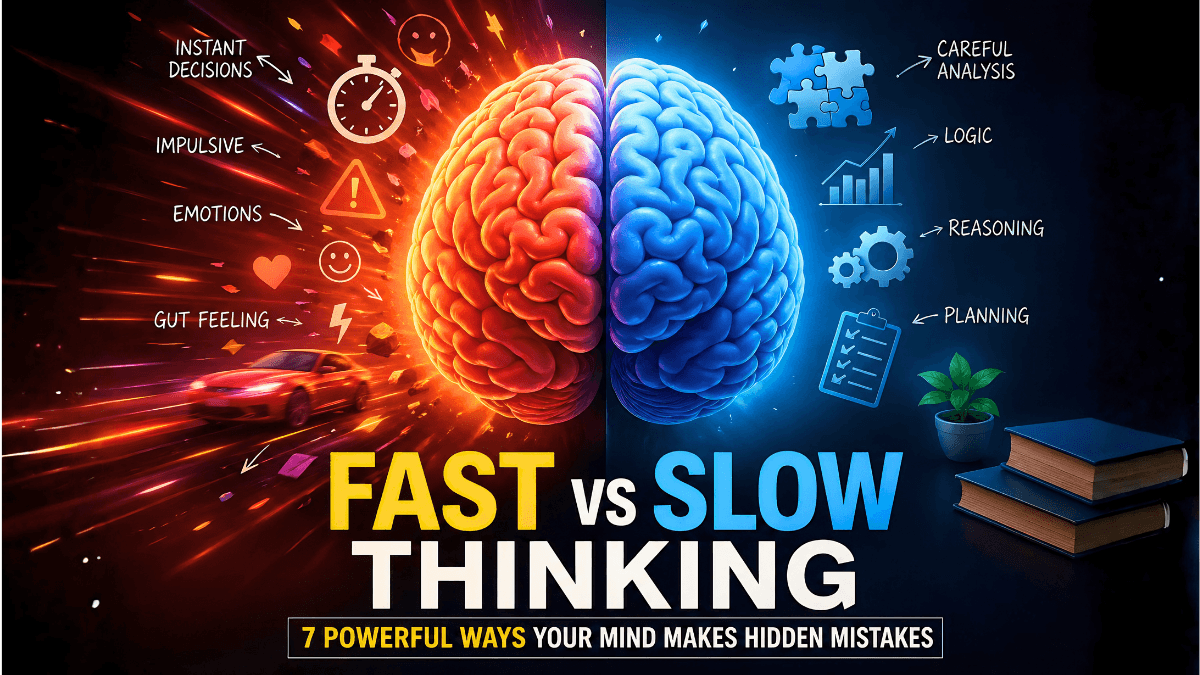 Fast vs slow thinking illustration showing intuitive and analytical decision-making systems