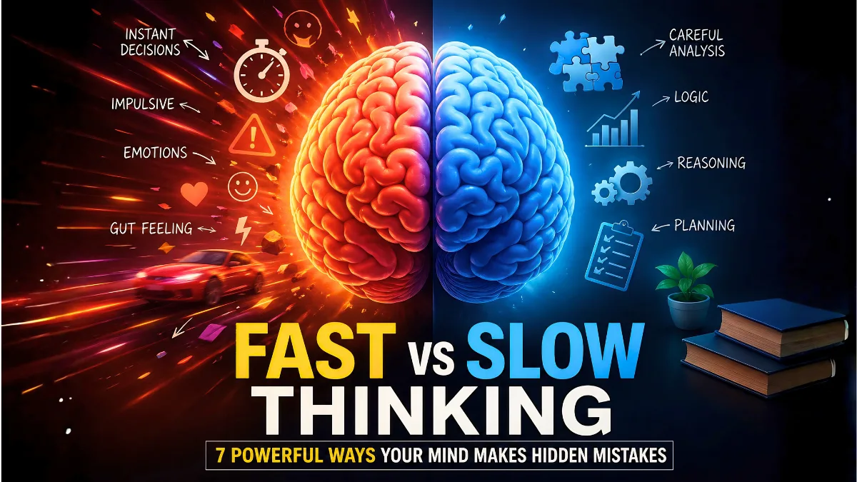 Fast vs slow thinking illustration showing intuitive and analytical decision-making systems